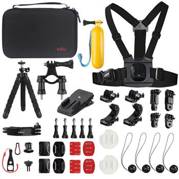 HSU Kit de acessórios Bycicye 40 em 1 de qualidade sênior para Go Pro Hero12/11/10 DJI OSMO Action AKASO Campark