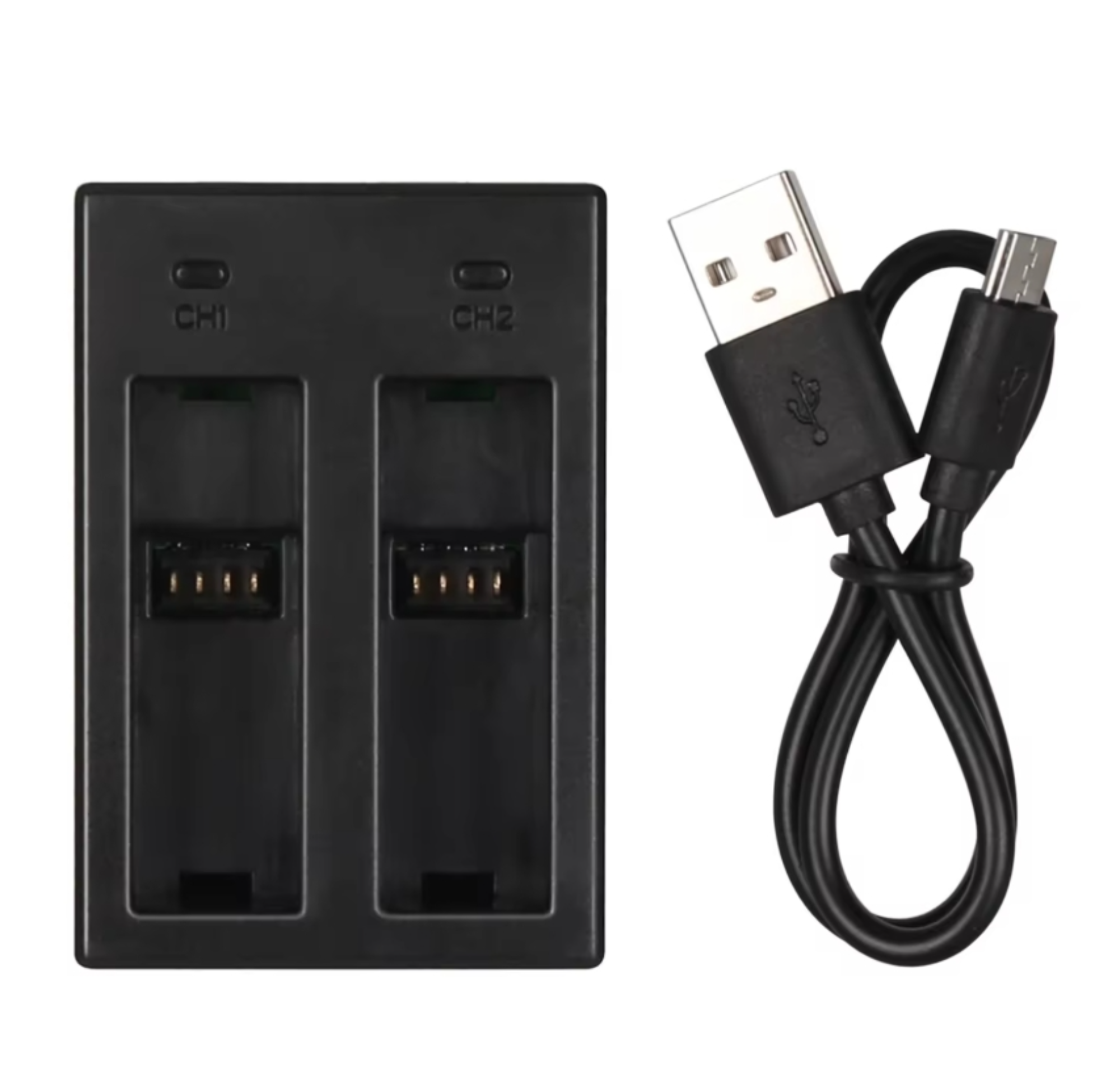 HSU professionelles Dual-Akkuladegerät mit Micro-USB-Kabel für Go Pros Hero 9 Black