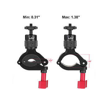 HSU Support de fixation pour guidon de vélo pour GoPro, 0.31-1.38 pouces, rotation à 360°, tige de selle à rotule 1/4-20 pour GoPro Hero 11/10/9/8/7/6/5/4, DJI Osmo Action AKASO Insta360 et Autres caméras d'action