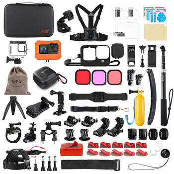 Pacchetto/kit/set di accessori per action cam 72-in-1 di alta qualità HSU per GoPro Hero9 10 11 12 Nero Insta360 DJI AKASO