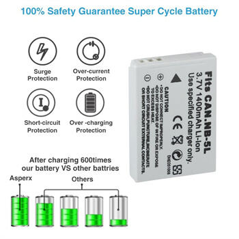 1400mAH NB-5L بطارية قابلة للشحن لكانون Powershot S100 SX200 SX230 HS SX210 IS SD790 IS SX200 IS SD800 IS SD890 IS