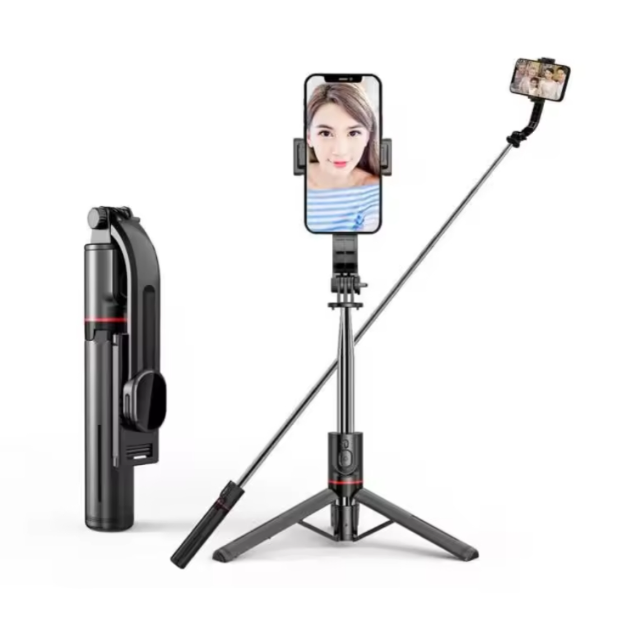 HSU Z6 1.7 M de largo extendido Bluetooth inalámbrico transmisión en vivo soporte trípode Selfie Stick para teléfonos inteligentes