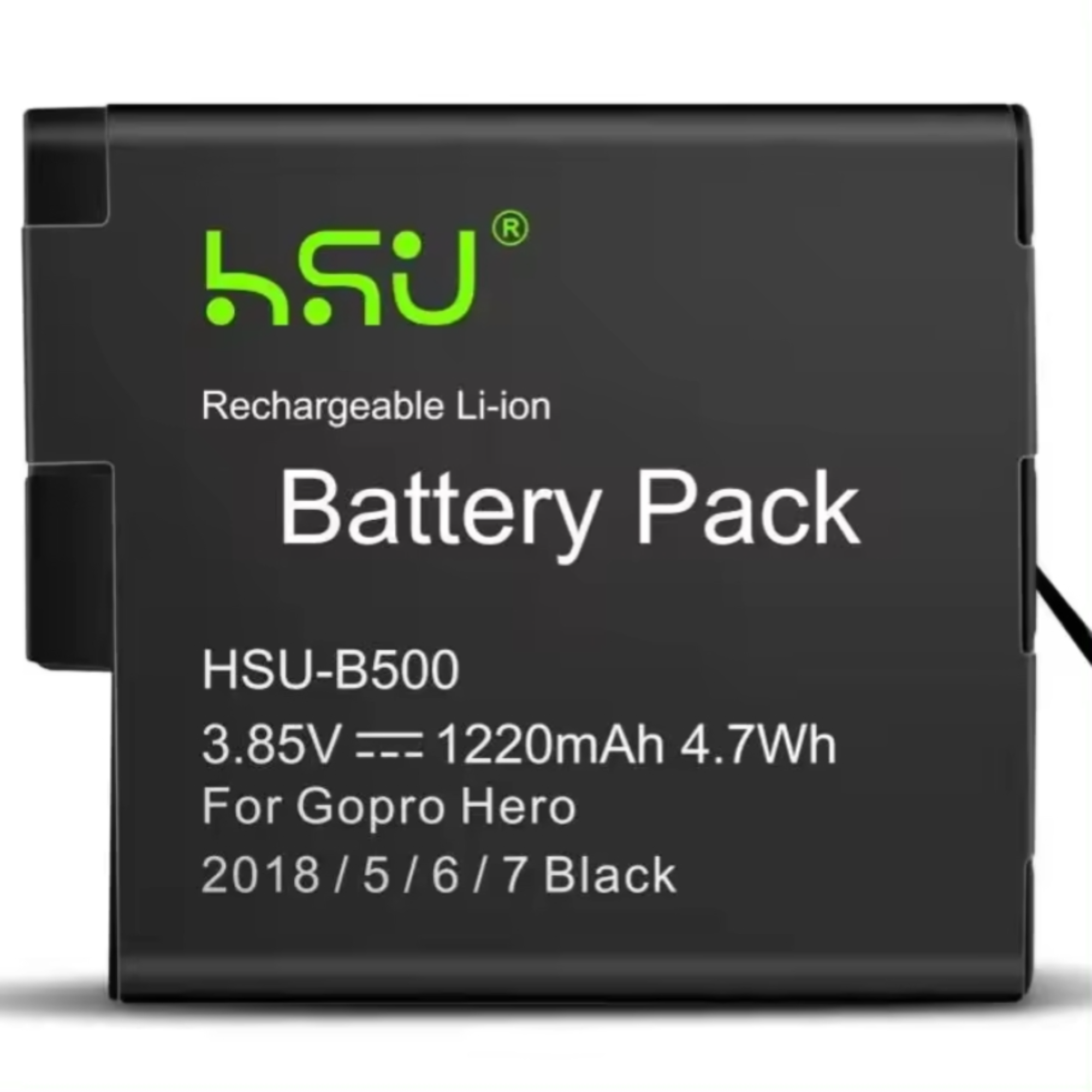 Batterie de caméra HSU Li-ion 1220mAh pour Go Pro Hero5/6/7/8 2018 Batteries Go Pro noires