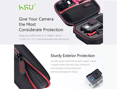 HSU EVA Storage Carry Case Protective EVA Box for Go Pro Hero12 11 10 9 8 7 SJ4000 5000 OSMO Action Camera Accessories