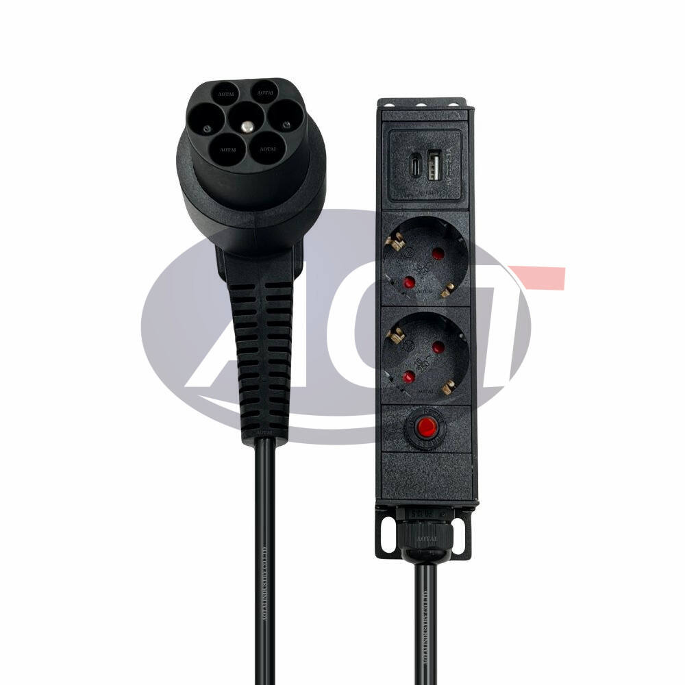 AOTAI Type2 to Schuko 16A Electrical Car Type 2 Charging Side Plug to Schuko Euro socket 220V outlet charging cable manufacture