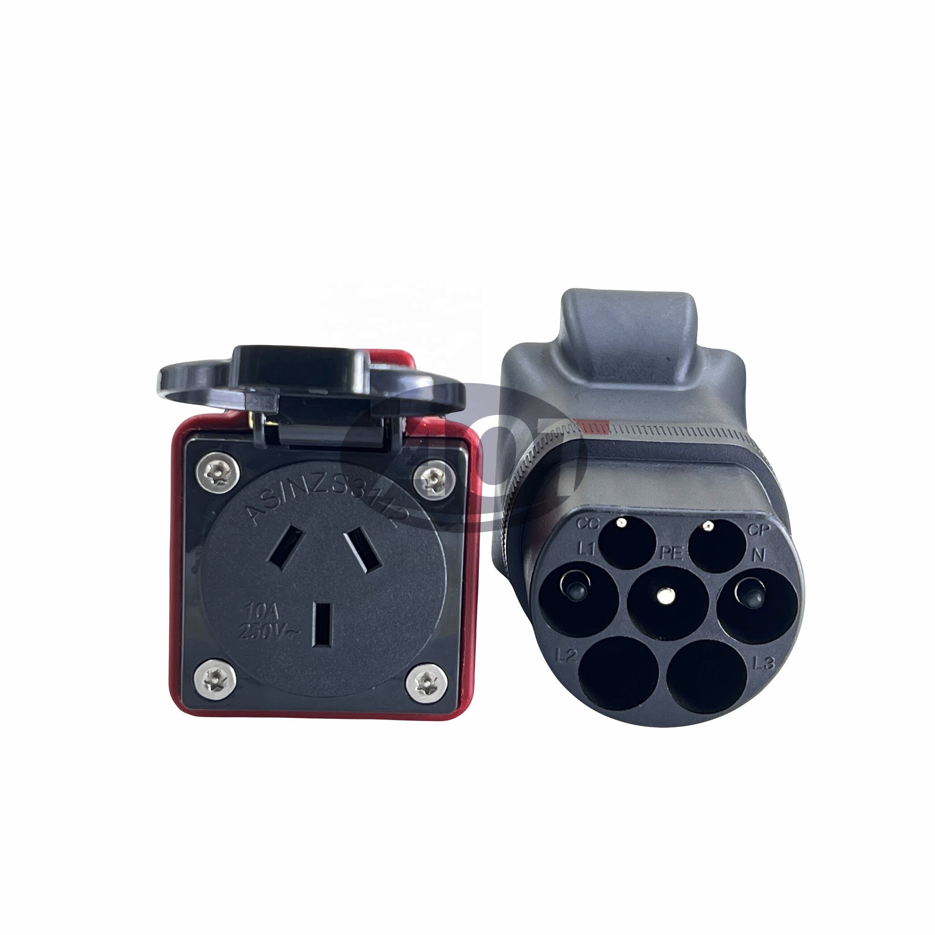 AOTAI Type2 to AC 220V 7KW Adaptor for Type2 Charger Station Type2 to AU Type I socket charging Discharger factory