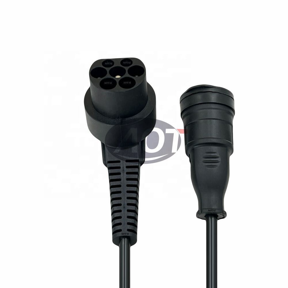 EV adapter Type 2 male 16A 1 phase - 1 Schuko socket 0,5M charger cable for Electric motorcycle Anti theft cable supplier