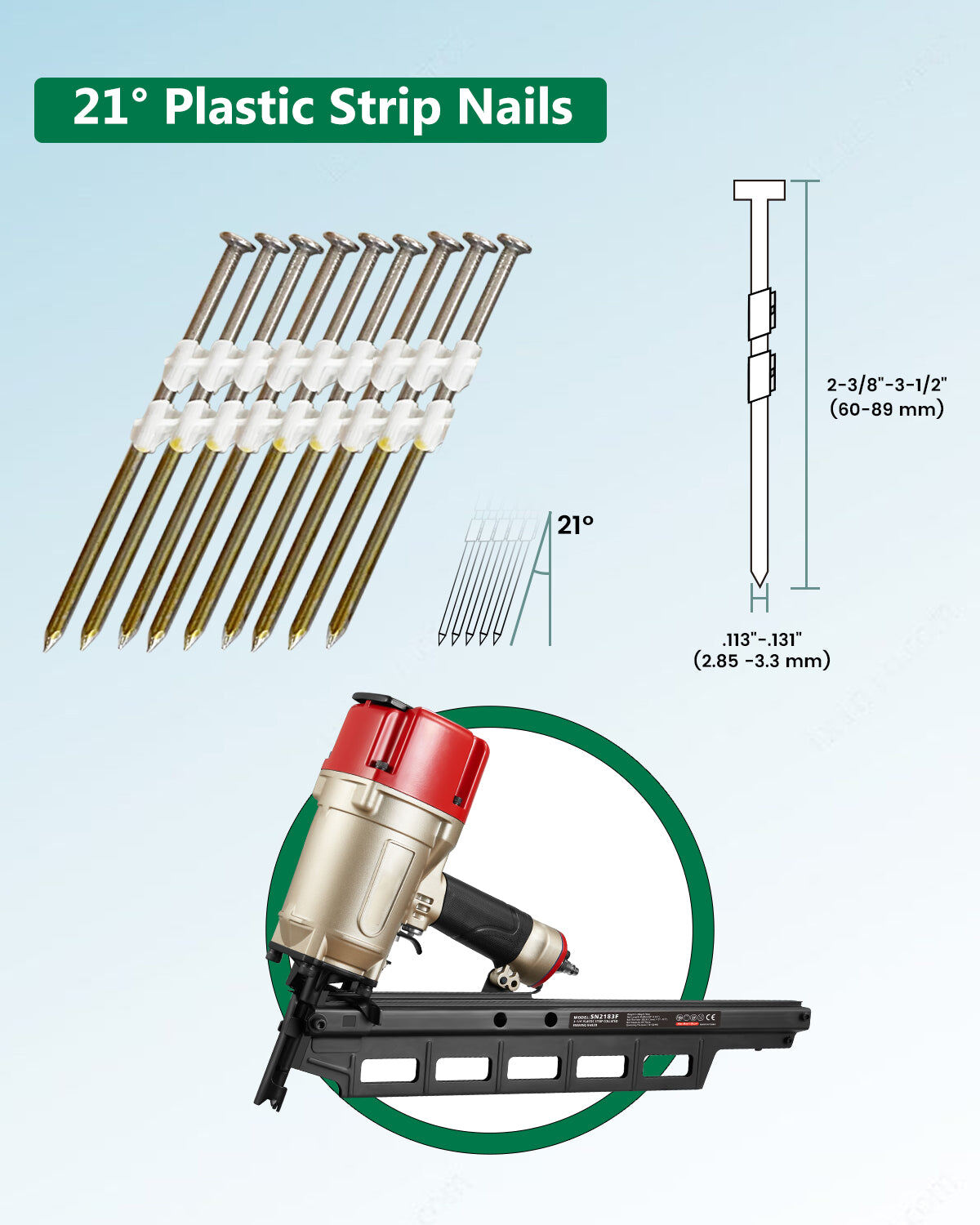 17/21/28 Degree Plastic Strip Framing Nails For America Market manufacture