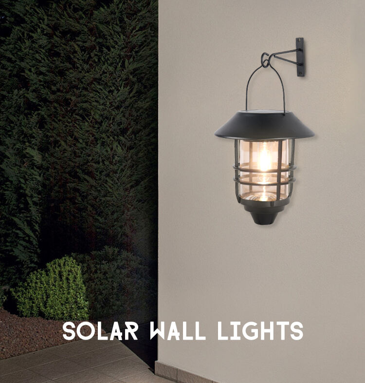 Waterproof Solar Wall Sconce Light Fixture Wall Mount Solar Outdoor hanging wall Lantern Decorative manufacture