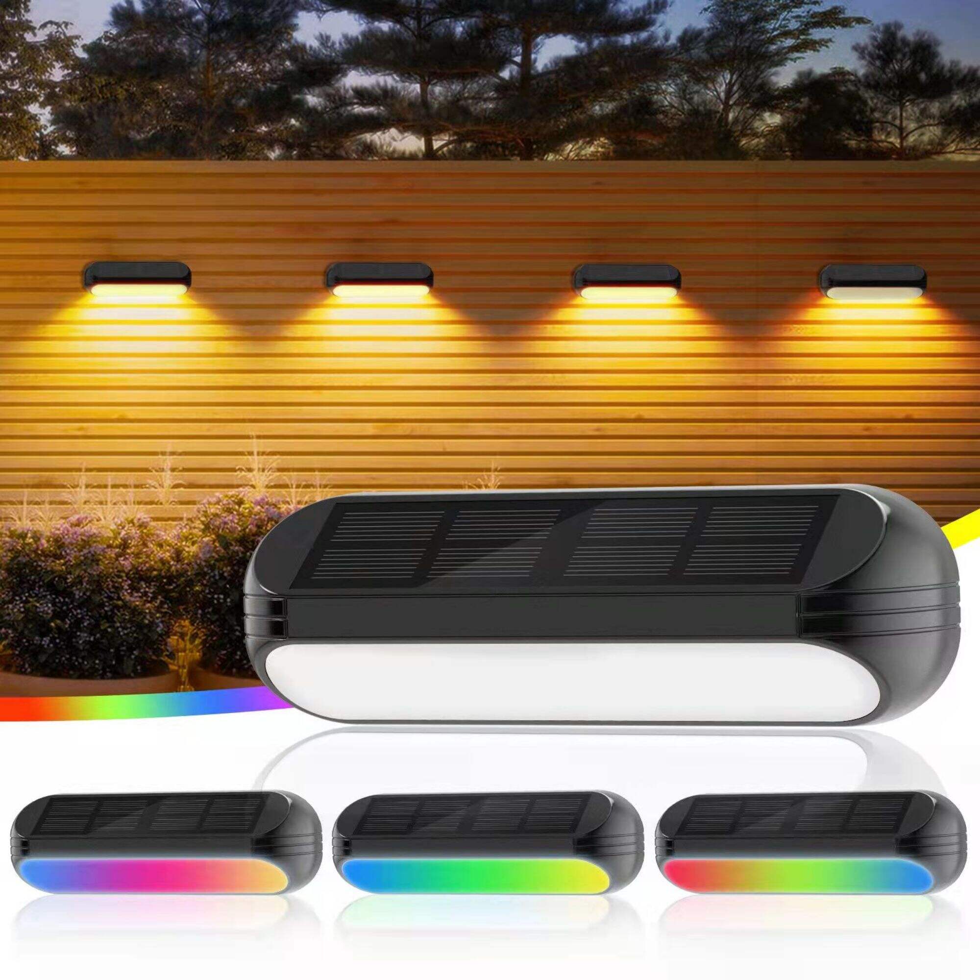 Solar fence Lights Warm white and RGB mode Solar Deck Lights Waterproof Outdoor Garden Backyard Fence Decorative Light 