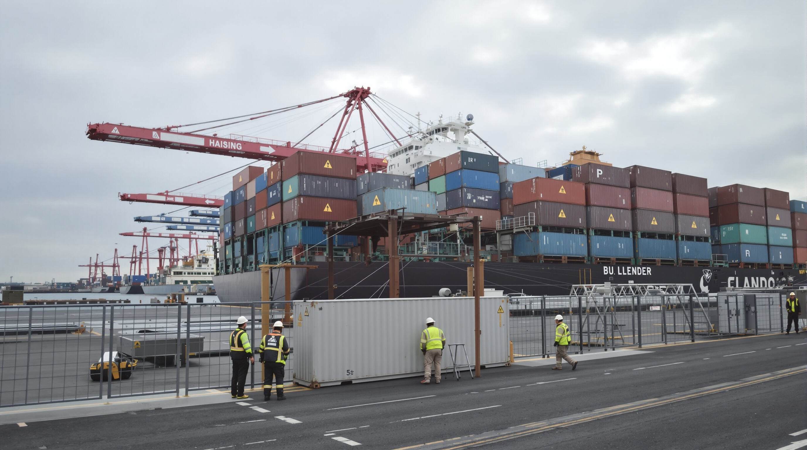 Safety inspection of hazardous materials containers at an international shipping port
