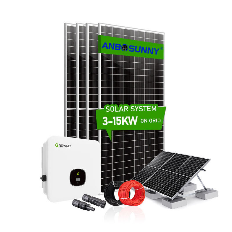 Alta eficiência 3kw 5kw 8kw 10kw 12kw 15kw no sistema de energia solar de grade para casa