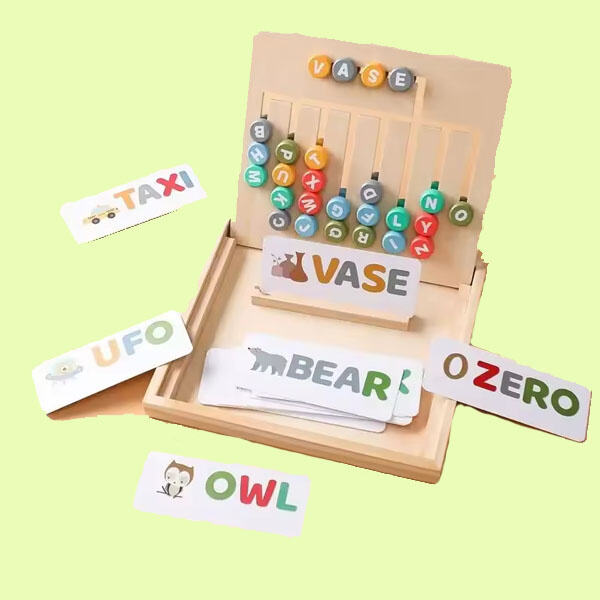 Wooden blocks with letters for early childhood education.