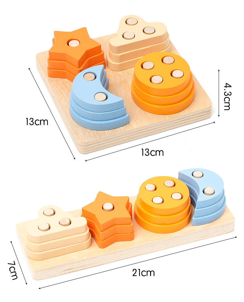 CPC Wooden Sorting Geometric Shape Stacking Puzzle Montessori Toys for 1 to 3-year-old Boys Girls Toddler supplier