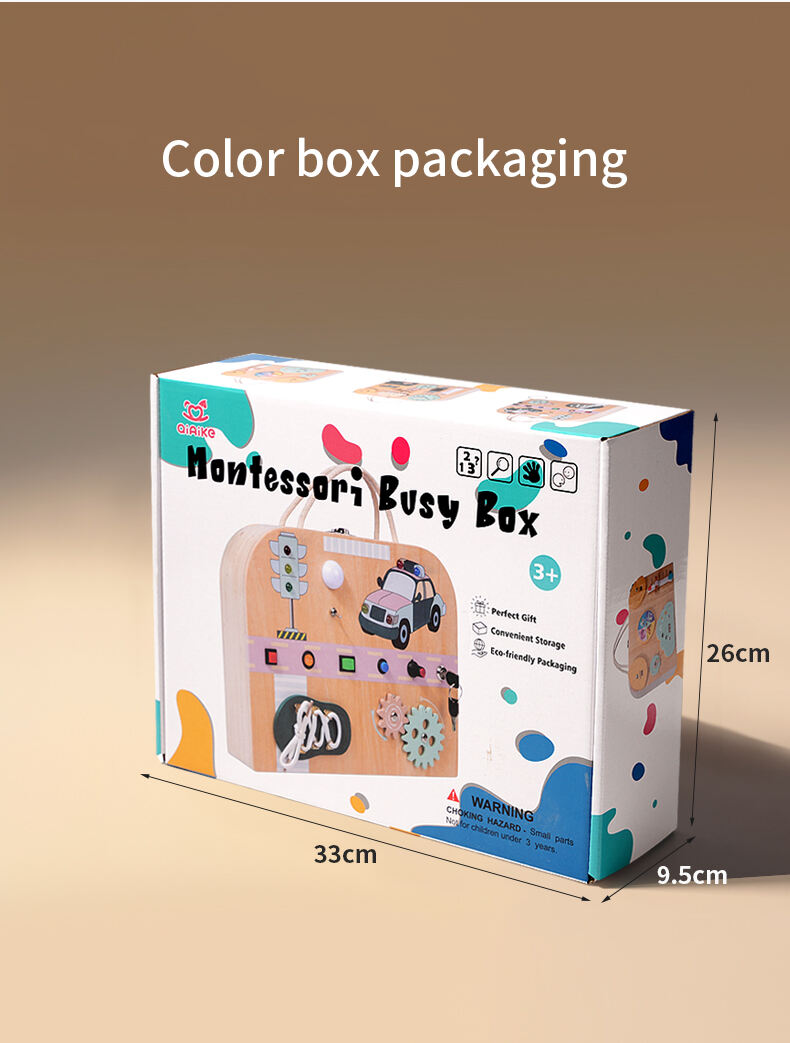 Neue Montessori-Aktivität Sensorisches Holzspielzeug Vorschulische Frühpädagogische Kleinkinder Montessori Busy Box Für den ersten Geburtstagsgeschenklieferanten