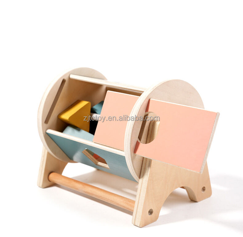 Wooden Desktop Shaped Rolling Drum Early Education Learning Shape Matching Montessori Toys for Baby Boys Girls Toddlers supplier