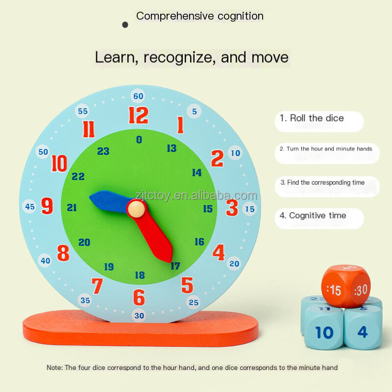 ساعة خشبية متعددة الوظائف للأطفال، وسائل تعليمية للوقت، الإدراك لمرحلة ما قبل المدرسة، ألعاب تعليمية تعليمية مبكرة للأطفال