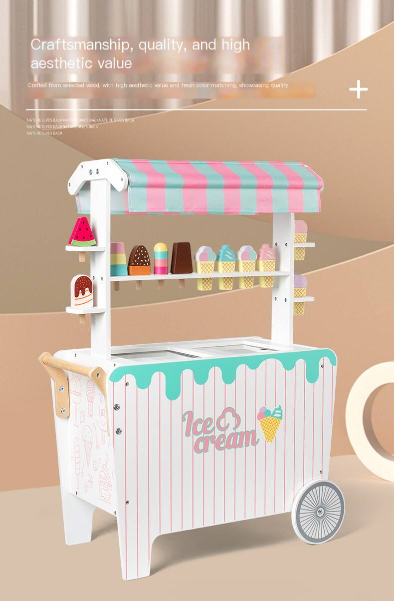 Camion de crème glacée en bois unisexe, jouet éducatif interactif pour la famille, usine pour enfants