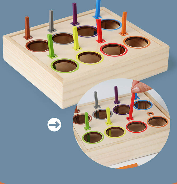 Boules et bâtons arc-en-ciel en bois Montessori, jouet d'appariement unisexe certifié CPC CE pour la coordination œil-main et le tri des couleurs en usine