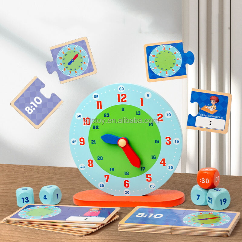 Kinder Holz Multi-funktionale Uhr Lehrmittel Zeit Erkenntnis Vorschule Frühen Pädagogischen Lernspielzeug für kinder details