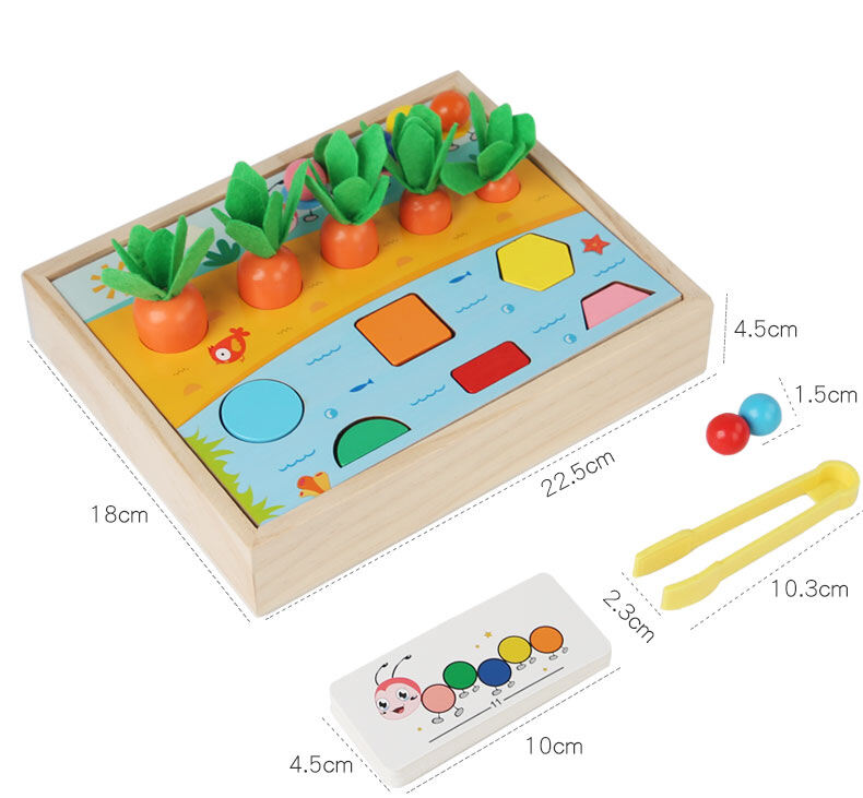 2024 Produk Baru Mainan Manik-manik Klip Pasangan Lobak Kayu Kartu Kognisi Warna Mainan Pendidikan Montessori untuk Anak-anak Laki-laki Perempuan Pemasok