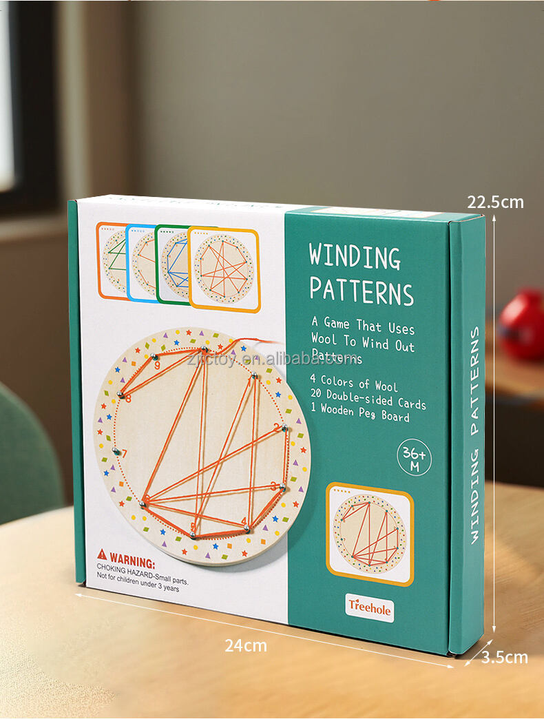 Montessori Creative Geometry Matching Toy for Kids Wooden Winding Patterns Nail Board Educational Sensory Preschool Learning factory