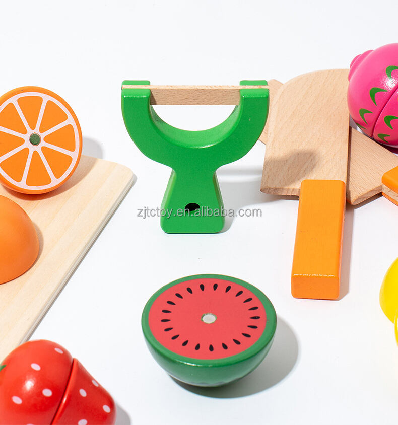 Magnetisches Holzschneidespielzeug für Obst und Gemüse, Lebensmittel, Bausteine, Holzspielzeug für Rollenspiele, Simulation, Küchenspielzeug, Details