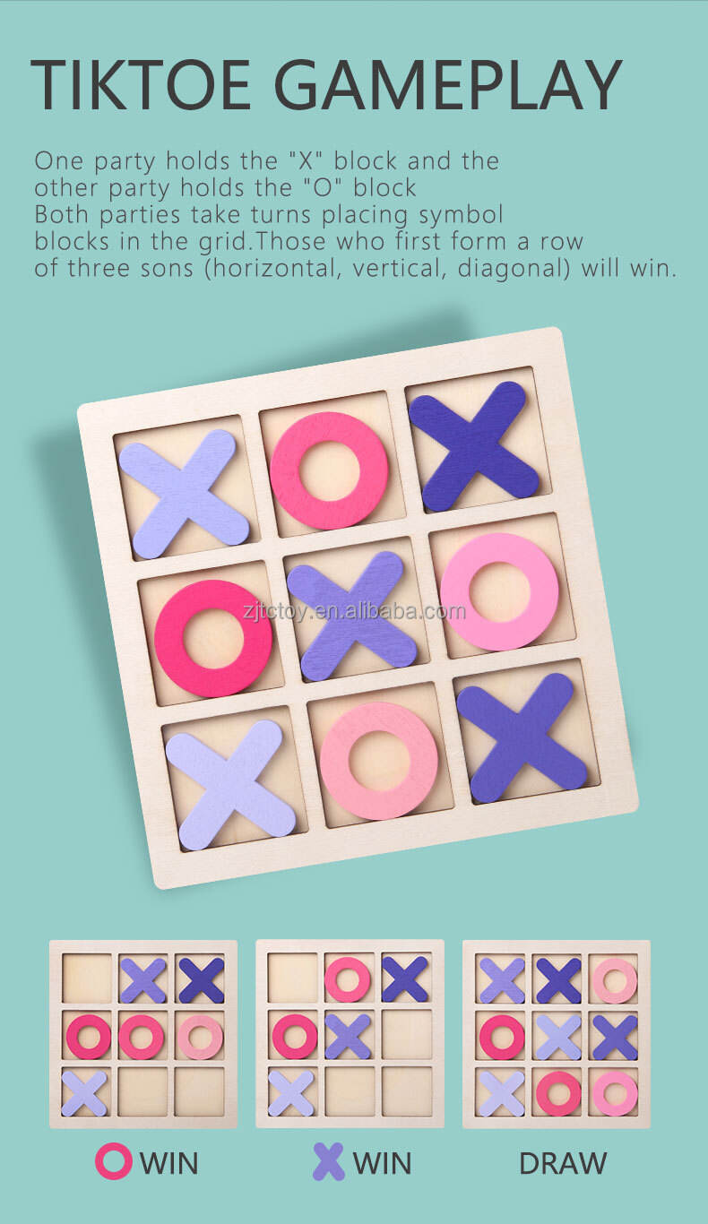 Classic Toy Kids Toys Wooden Tic Tac Toe Game Board Educational Toys Wooden XO Chess With Two Player factory