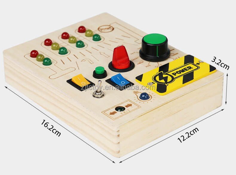 High Quality Kids Education toys Electronic traffic Signal Led Light Switch Wooden Toddler Busy Board Montessori Toys factory