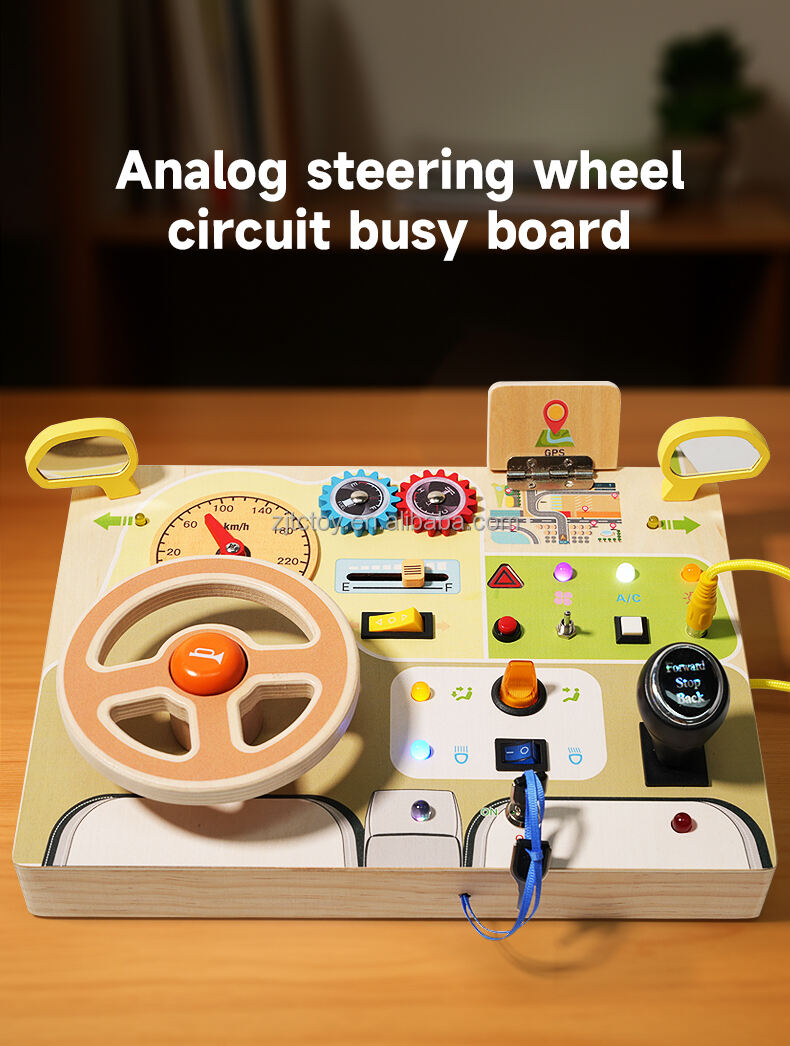 Wooden Busy Board for Toddlers Montessori Steering Wheel Driving Toy Wooden Sensory Toys Preschool Learning Activities Education supplier
