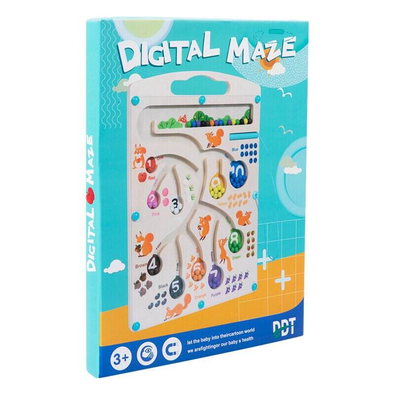 Puzzle Manik Labirin Kayu Montessori Baru yang Lucu Permainan Magnetik Warna dan Angka untuk Pabrik Pengajaran dan Pembelajaran