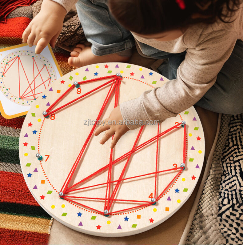 لعبة مطابقة هندسية إبداعية من مونتيسوري للأطفال، أنماط خشبية متعرجة، لوحة أظافر تعليمية حسية لمرحلة ما قبل المدرسة