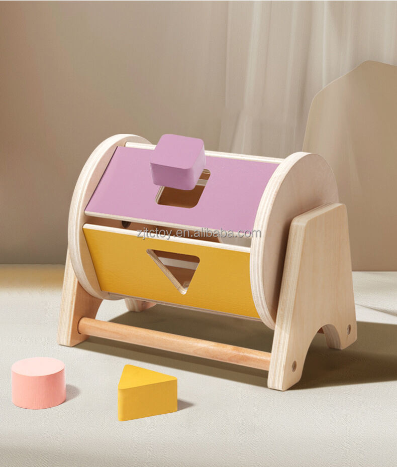 Tambour roulant en forme de bureau en bois, forme d'apprentissage précoce, jouets Montessori assortis pour bébés garçons filles tout-petits fournisseur