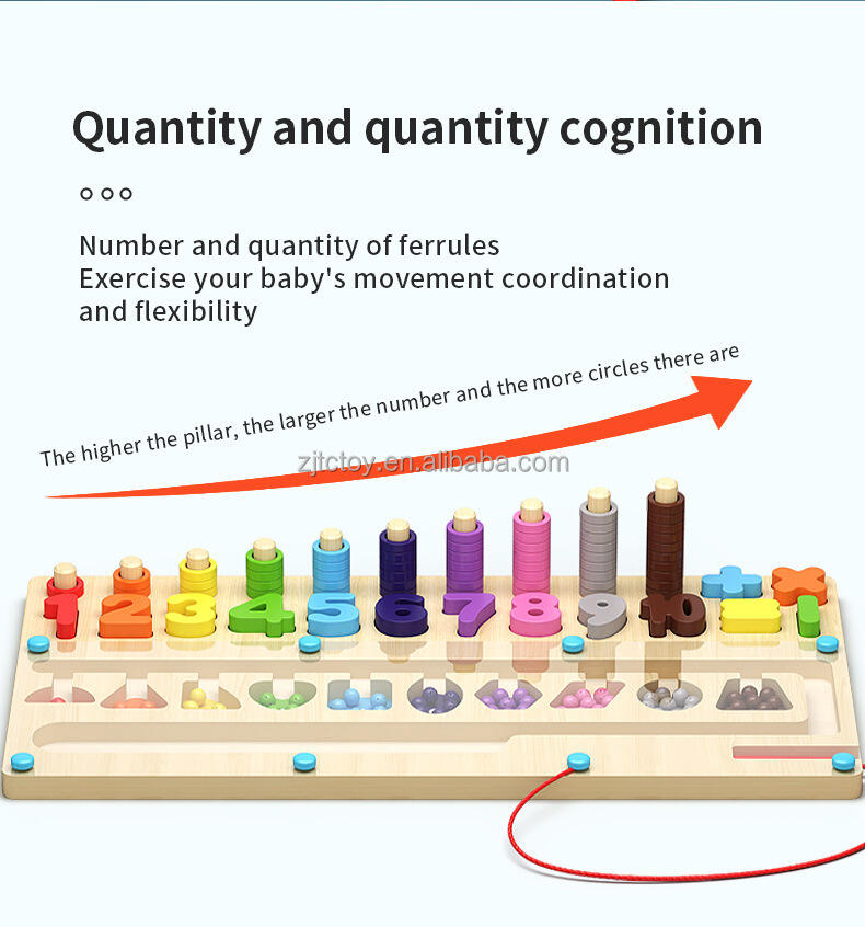 New Design 3-in-1 Magnetic Color and Number Maze Logarithmic Board for Counting and Math Learning Sensory Puzzle Toy factory