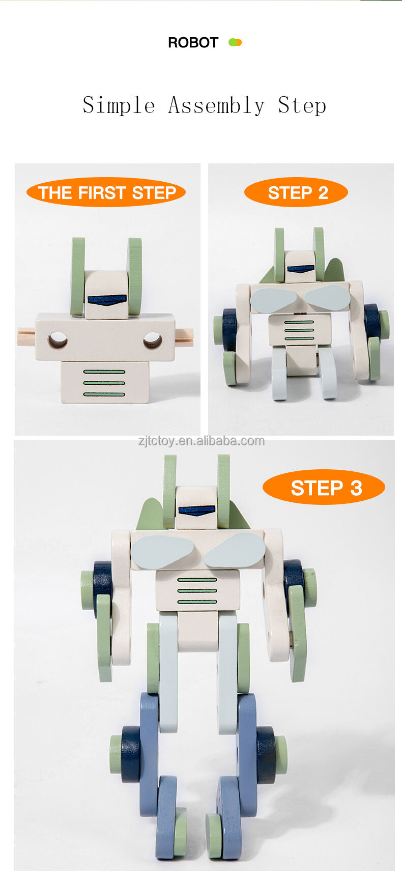 Mainan Robot Bangunan Rakitan Kayu Anak-anak Blok Bangunan Kreatif Pendidikan Awal untuk Anak-anak Pabrik Mainan Puzzle Montessori