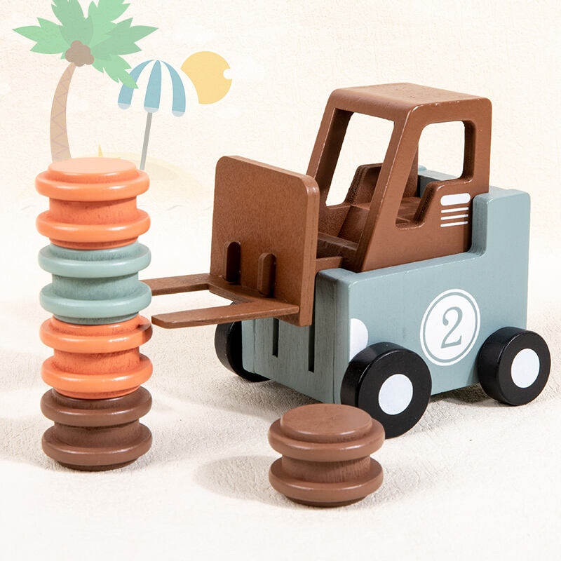 Wooden Forklift Truck Toy Early Educational Parent-child Car Battle Game Toddler Montessori Wooden Toys for Kids factory