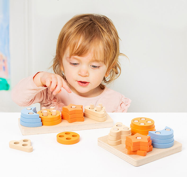 CPC tri en bois forme géométrique empilage Puzzle Montessori jouets pour 1 à 3 ans garçons filles enfant en bas âge usine