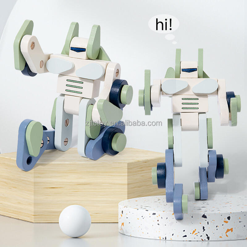 Kinder Holz Montieren Gebäude Roboter Spielzeug Frühen Pädagogischen Kreative Bausteine ​​für Kinder Montessori Puzzle Spielzeug herstellung
