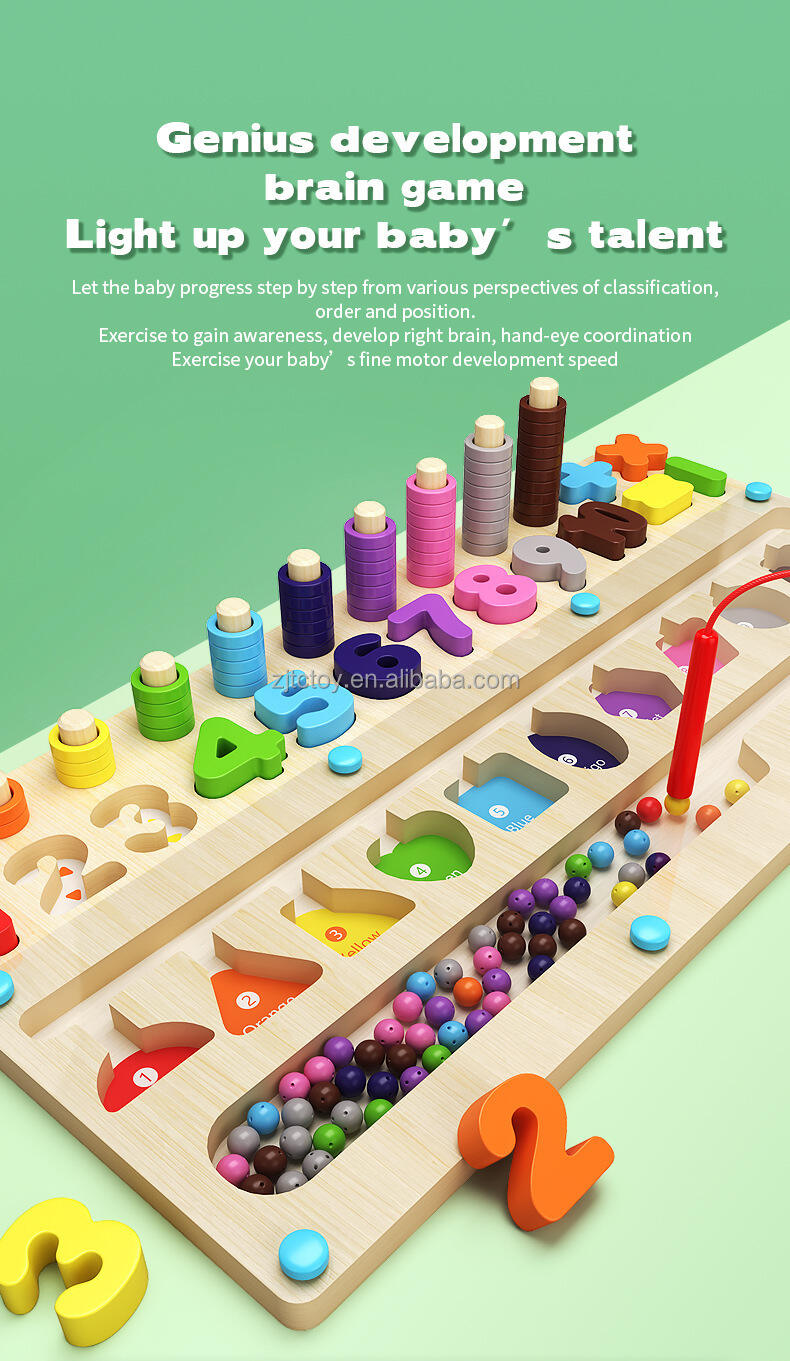 Desain Baru 3-In-1 Papan Logaritma Labirin Warna dan Angka Magnetik untuk Pabrik Mainan Puzzle Sensorik Belajar Menghitung dan Matematika