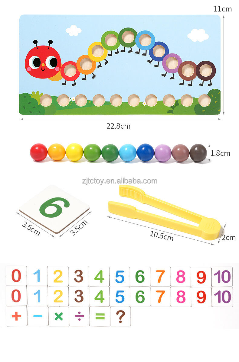 Mainan Matematika Manik Klip Montessori Mainan Edukasi Pembelajaran Nomor Ulat Cocok Warna Latihan Motorik Halus Anak-anak Pabrik