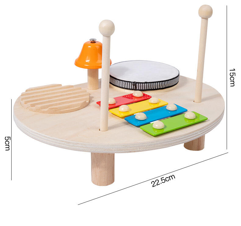Multi-Functional Wooden Baby Play Toy Set Music Educational Percussion Instruments for Infant & Toddler Drum Set Table factory