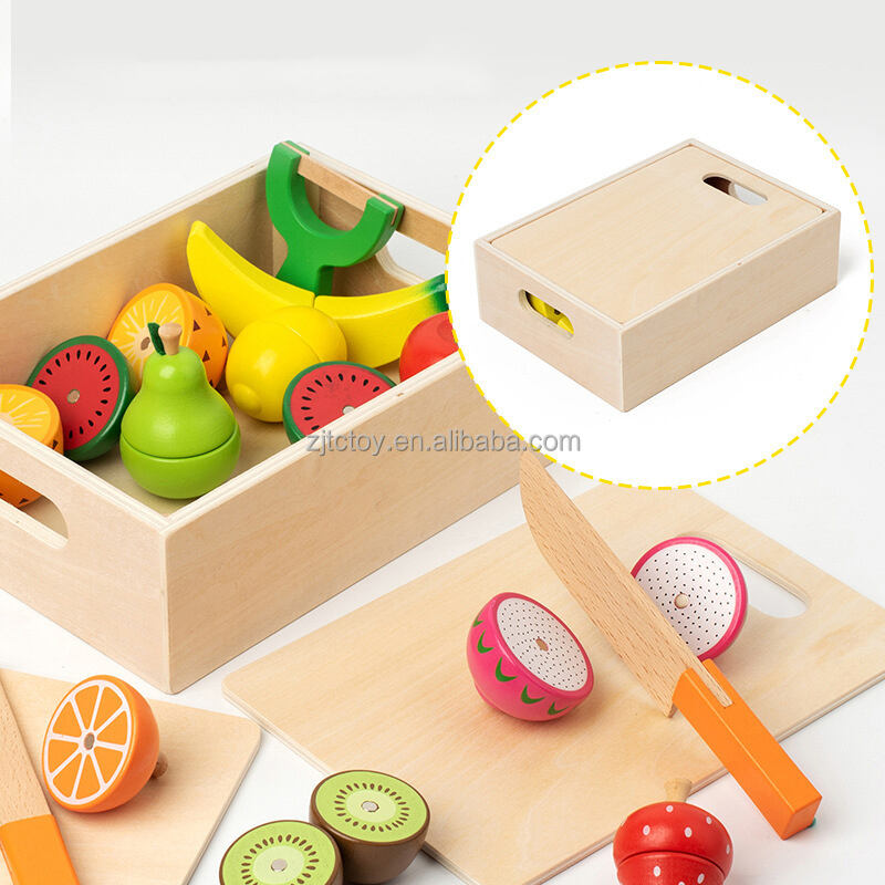 Magnetic Wood Cutting Fruit Vegetables Food Toys Building Blocks Wooden Pretend Play Simulation Kitchen Toys manufacture