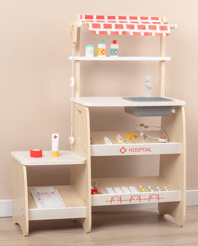 Support de clinique médicale de Simulation en bois, jeu de rôle pour enfants, ensemble de jouets de médecin en bois, fabrication éducative pour enfants