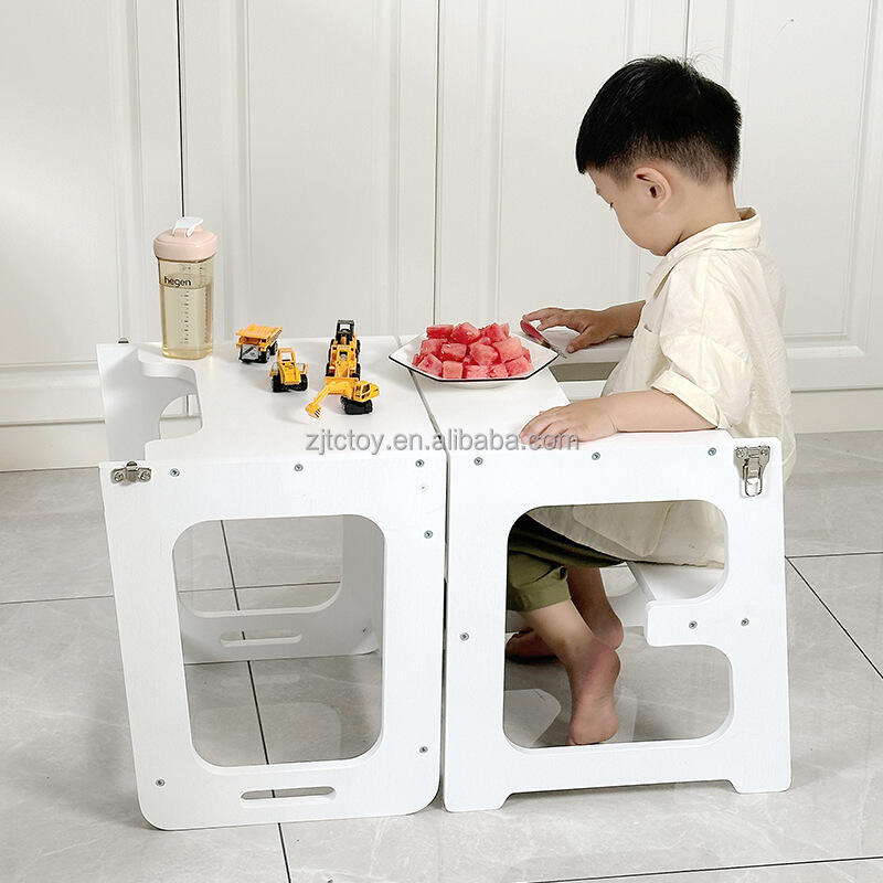 Toddler Learning Tower Kitchen Stool Helper Foldable Baby Wooden Montessori Learning Tower For Kids supplier