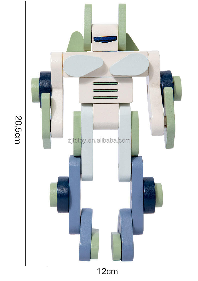 Mainan Robot Bangunan Rakitan Kayu Anak-anak Blok Bangunan Kreatif Pendidikan Dini untuk Anak-anak Detail Mainan Puzzle Montessori