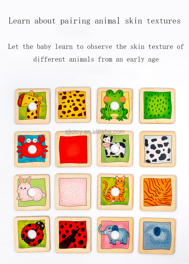 Puzzle d'apprentissage éducatif préscolaire, jouet en bois, motifs d'animaux, Cognition, détails assortis