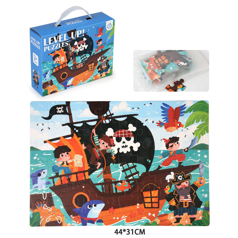 Kartun 60 Buah Kertas Mainan Puzzle Jigsaw Hewan Pendidikan Dini Anak-anak Permainan Puzzle Naik Level untuk Pabrik TK Bayi 3 Sampai 6 Tahun