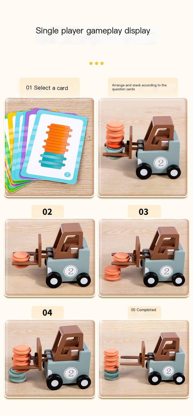 Wooden Forklift Truck Toy Early Educational Parent-child Car Battle Game Toddler Montessori Wooden Toys for Kids supplier