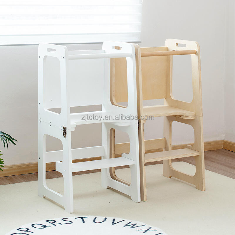 Toddler Learning Tower Kitchen Stool Helper Foldable Baby Wooden Montessori Learning Tower For Kids manufacture