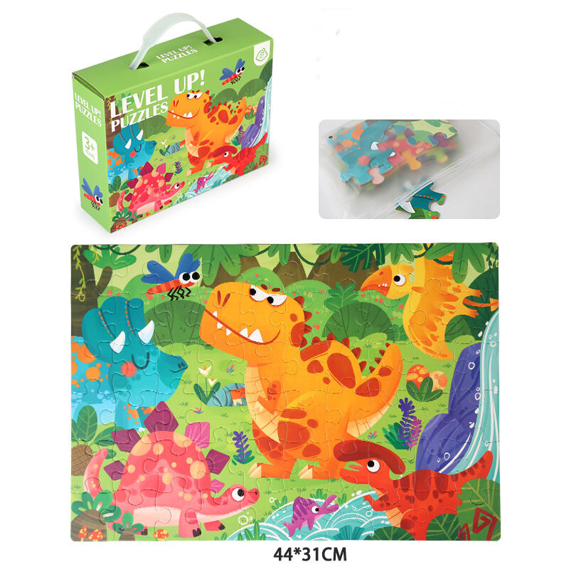 Kartun 60 Buah Kertas Mainan Puzzle Jigsaw Hewan Pendidikan Dini Anak-anak Permainan Puzzle Naik Level untuk Pembuatan TK Bayi 3 Sampai 6 Tahun